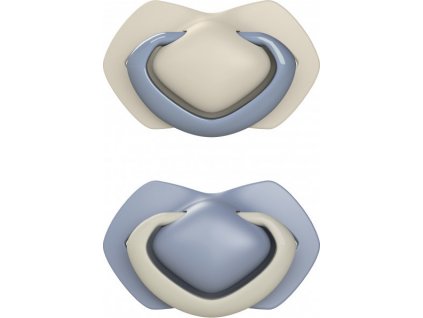 Canpol Babies Canpol Babies Sada 2 ks symetrických silikonových dudlíků,  6-18m+,  PURE COLOR modrý