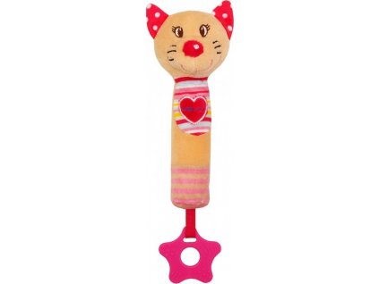 Baby Mix mačka pískacia plyšová hračka s hryzátkom