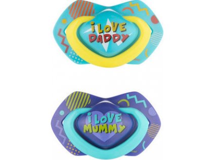 Canpol Babies Canpol Babies 2 symetrické silikónové cumlíky, 0-6m, Neon Love Baby, modrá