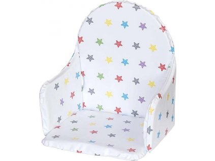 Vložka do dřevěných jídelních židliček typu New Baby Victory bílá hvězdy různobarevné