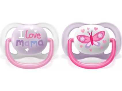 AVENT AVENT Dudlík Ultra Air Happy I Love mama, 0-6m - Motýlek, lila