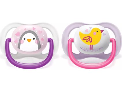 AVENT AVENT Dudlík Ultra Air Animals, 0-6m - Ptáček/tučňák, lila