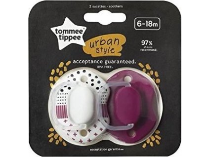 Tommee Tippee Tommee Tippee Dudlík Urban Style 6-18 m - bordó/bílá