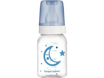 Canpol Babies Canpol Babies Skleněná lahvička 120 ml Měsíček - modrá