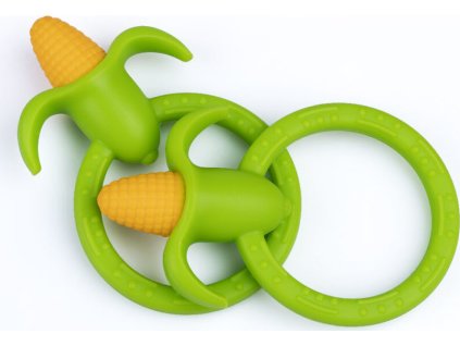 GiliGums GiliGums Dětské silikonové kousátko Corn Teether, 3m+, zelená, 1 ks