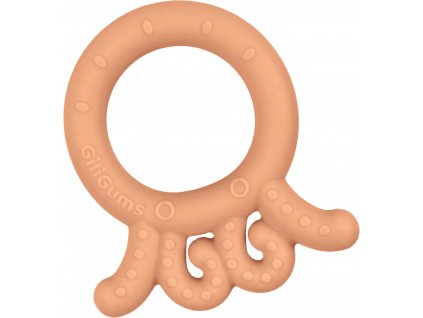 GiliGums Dětské silikonové kousátko Baby Octopus Teether, 3m+, meruňkova, 1 ks