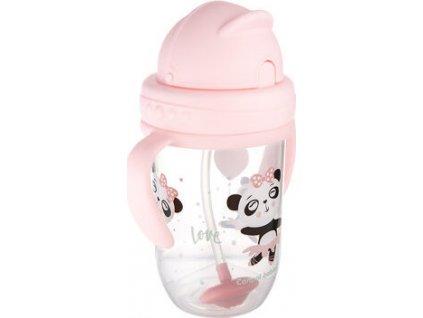Canpol babies Nedávkovací pohár so slamkou a závažím Exotic Panda - ružový, 270 ml