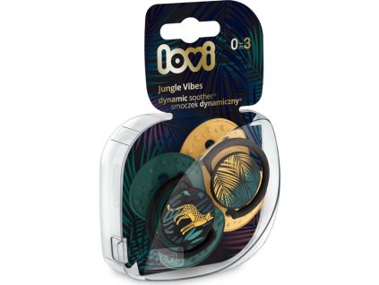 Lovi Silikonové dynamické dudlíky 0-3m, Jungle Vibes Boy - hořčice/petrolejová