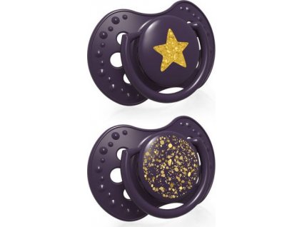 LOVI 22/892 Dynamický silikonový dudlík 0-3 m 2 ks Stardust fialový