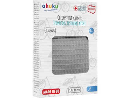 Detský vyhrievací a chladiaci vankúš Termofor s čerešňovými kôstkami Akuku sivý