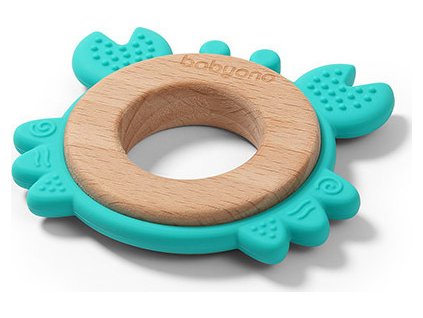 BabyOno Dřevěné silikonové kousátko Krab