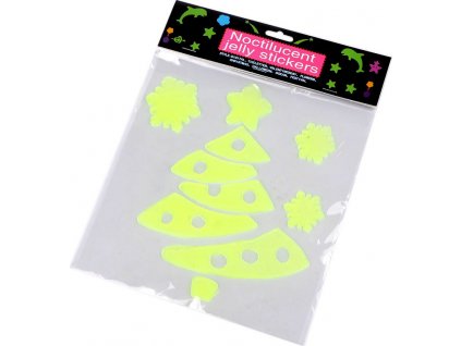 Vánoční gelové samolepky svítící ve tmě - vločky, stromeček