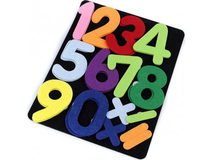 Filcová tabulka s číslicemi a abecedou