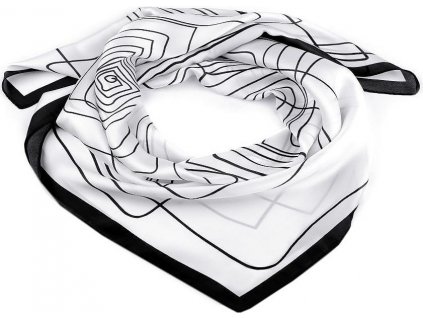 Saténový šátek s geometrickými vzory 70x70 cm