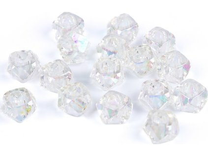 Plastové korálky s velkým průvlekem diamant s AB efektem 8x13 mm
