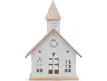 Dekorace kostel plechový s dřevěnou střechou