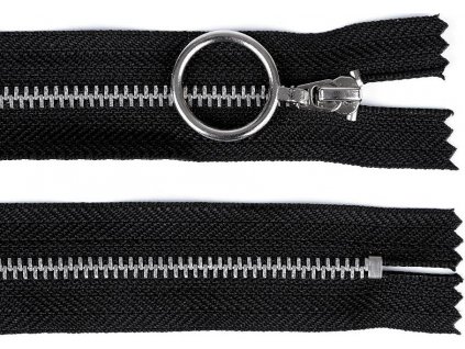 Kovový zips šírka 4 mm dĺžka 20 cm so striebornými zúbkami