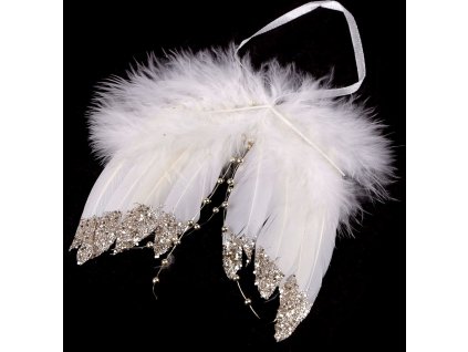 Dekorace andělská křídla s glitry a korálky