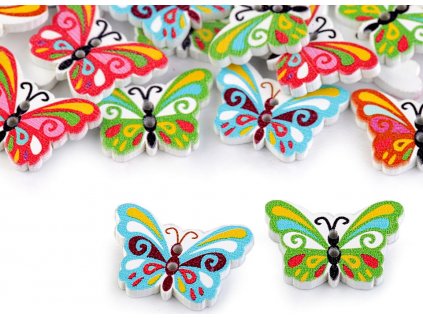 Dřevěný dekorační knoflík motýl