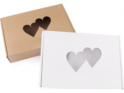 Papírová krabice s průhledem - srdce