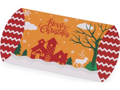 Vánoční dárková krabička sob, Mikuláš, sněhulák, perníček, kostelík