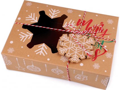 Vianočná darčeková krabica s priehľadom a menovkou