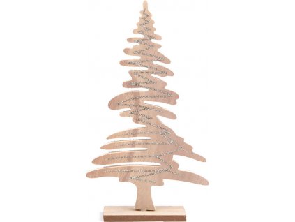Drevený vianočný stromček s glitrami