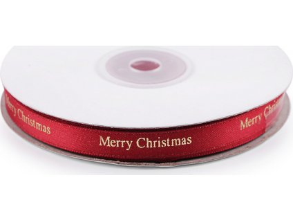 Vianočná saténová stuha Merry Christmas šírka 9 mm