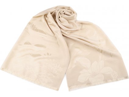 Šátek / šála s květy typu pashmina 74x185 cm