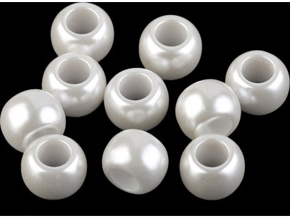 Plastové perly s velkým průvlekem 11x15 mm