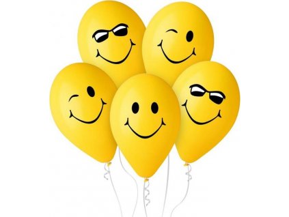 Prémiové balónky "3 Smiles", žluté 12" / 5 ks.