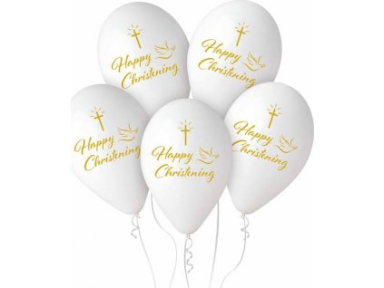 Prémiové balóniky Hel Happy Christening, 13"/5 ks.