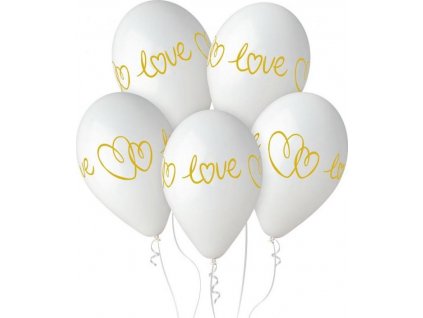 Prémiové balónky Hel Love, bílé, 13 palců/ 5 ks.