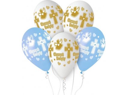 Prémiové heliové chlapecké balonky na křest, 13 palců/ 5 ks.