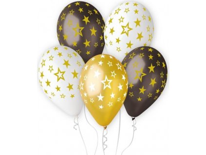 Prémiové héliové balóniky GOLD STARS, 13 palcov / 6 ks.