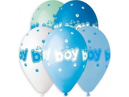 Prémiové balónky Helium It&#39;s a Boy, 13 palců/ 5 ks KK