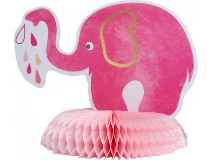 Dekorácia na stôl B&G Baby Girl - slon, svetlo ružová, 14x18 cm