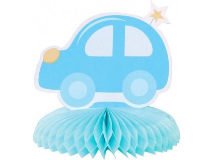 B&G papírová stolní dekorace Baby Boy - autíčko, světle modrá, 14 cm