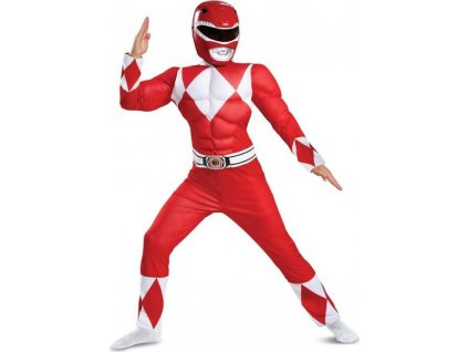 Kostým Red Ranger Classic Muscle - Power Rangers (licence), velikost M (7-8 let)