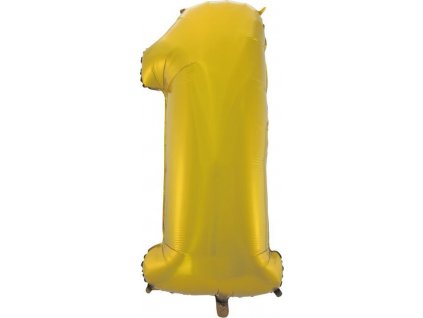 B&C fóliový balónek "Digit 1", zlatý, matný, 92 cm