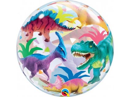Fóliový balónek 22" QL Bubble Capacity. Dinosauři