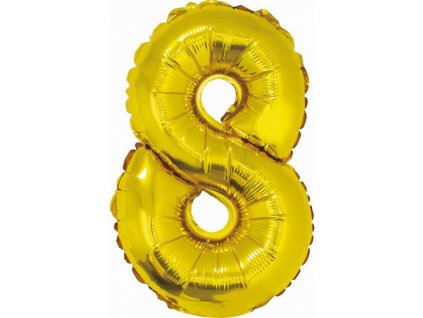 Fóliový balónek "Number 8", zlatý, 35 cm