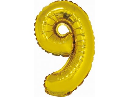 Fóliový balónik "Number 9", zlatý, 35 cm