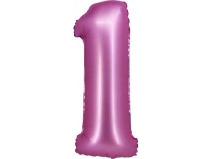 Fóliový balónek B&C, číslo 1, saténově růžový, 76 cm