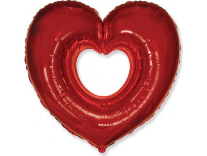Fóliový balónek 24" FX - "Otevřené srdce, červený