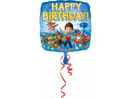 Fóliový balónek 18" SQR "Happy Birthday" Paw Patrol