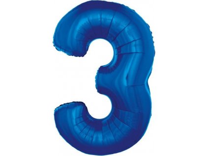 Fóliový balónek "Number 3", modrý, 92 cm