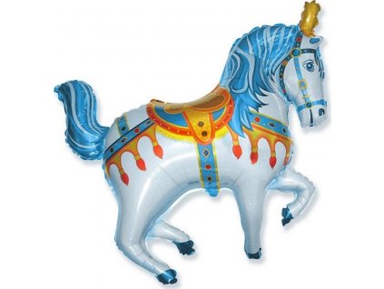 Fóliový balónek 24" FX - "Modrý cirkusový kůň" (zlaté peříčko)
