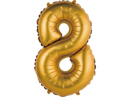 Fóliový balónik "Digit 8", zlatý, matný, 35 cm