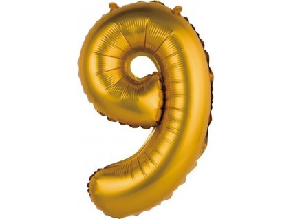 Fóliový balónek "Number 9", zlatý, matný, 35 cm